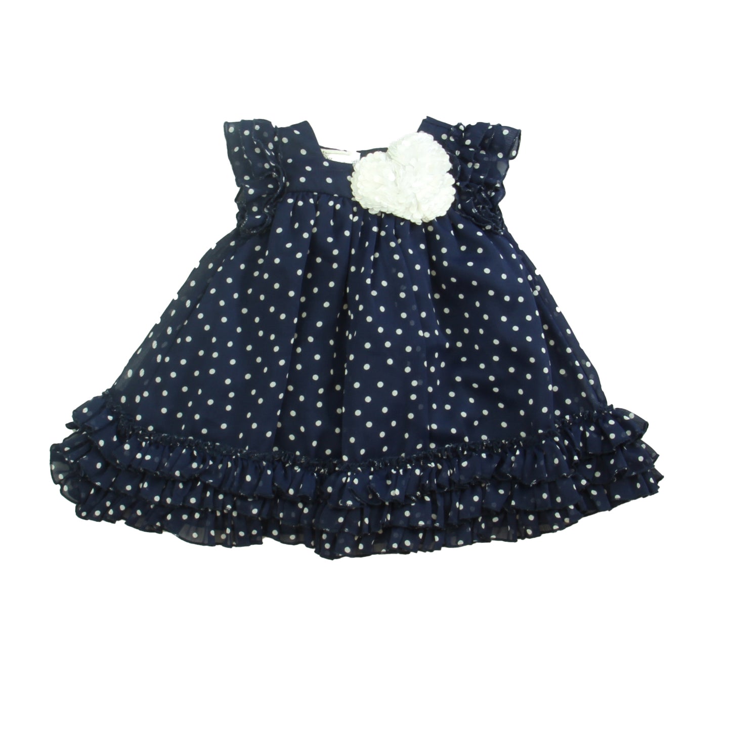 Pippa & Julie Girls Blue | White | Polka Dots Dress Size: 12 Months Blue | White | Polka Dots