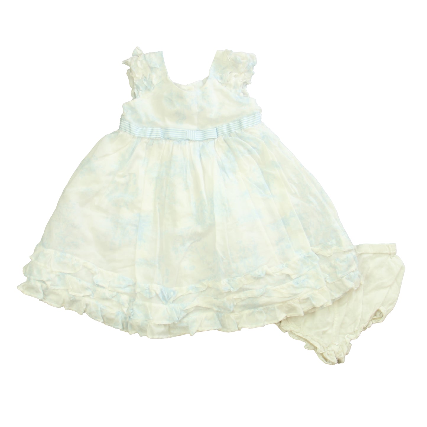 Pippa & Julie Girls White | Blue Dress Size: 12 Months White | Blue