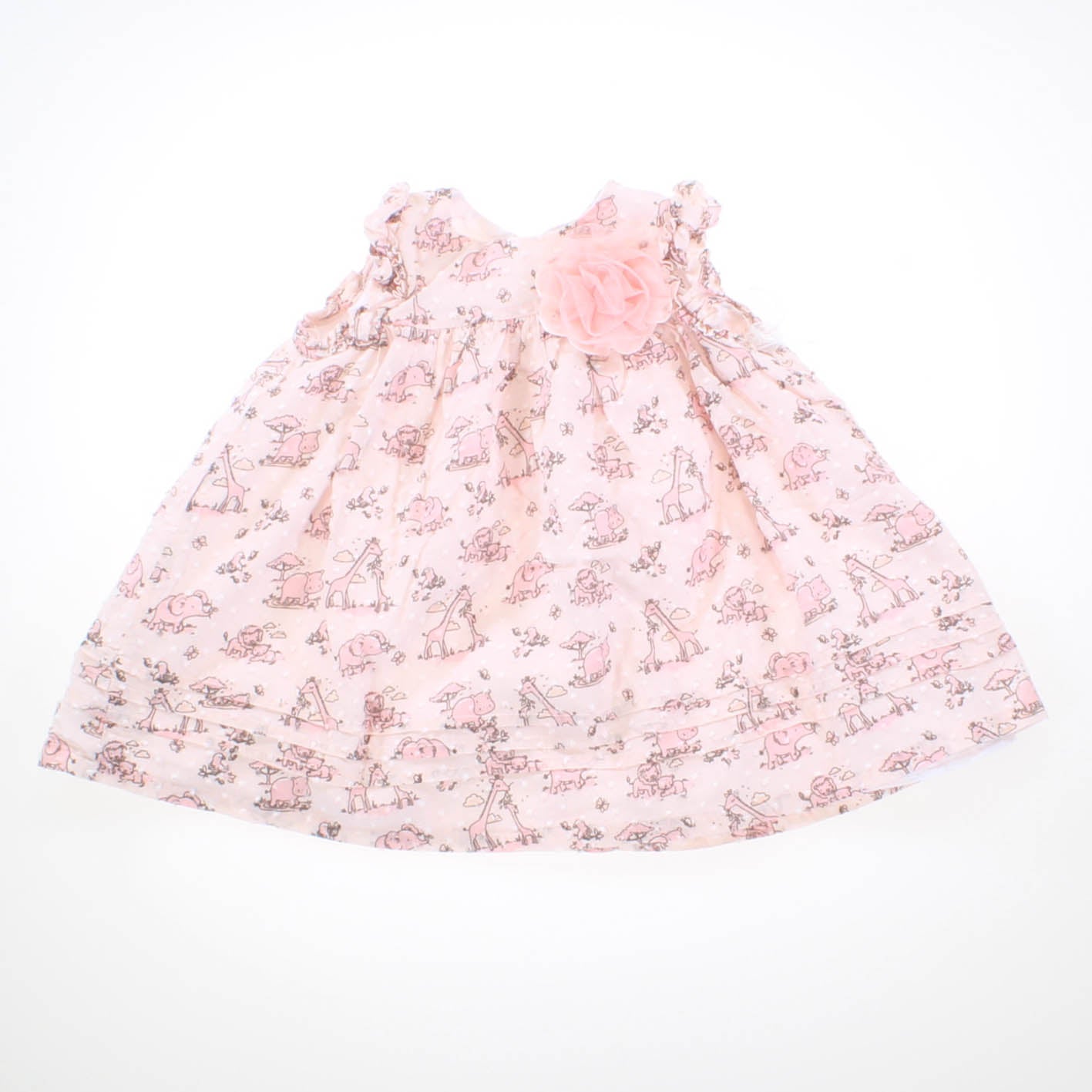 Pippa & Julie Girls Pink Animals Dress Size: 6-9 Months Pink Animals