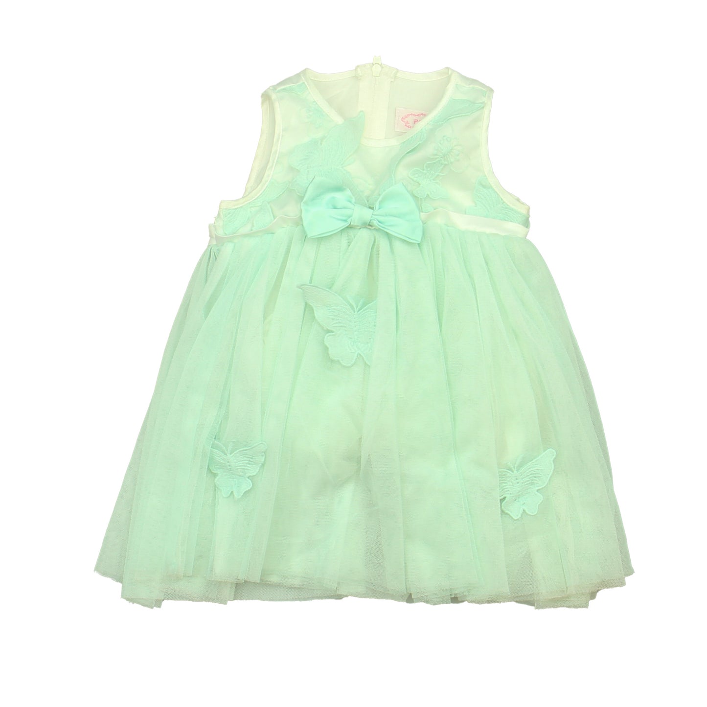 Popatu Girls Aqua | White Special Occasion Dress Size: 12 Months Aqua | White