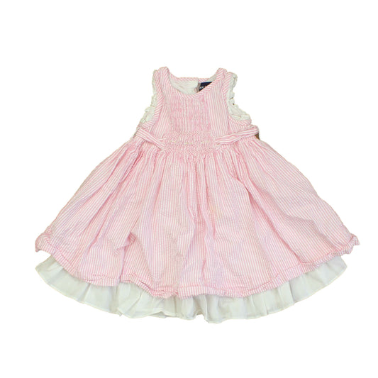 Ralph Lauren Girls Pink | White | Seersucker Dress Size: 12 Months Pink | White | Seersucker
