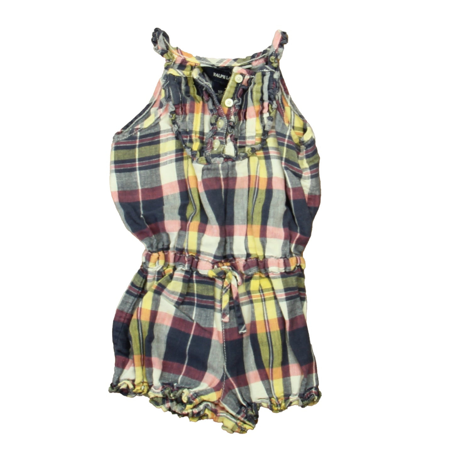 Ralph Lauren Girls Blue | Pink | Yellow Plaid Romper Size: 18 Months Blue | Pink | Yellow Plaid