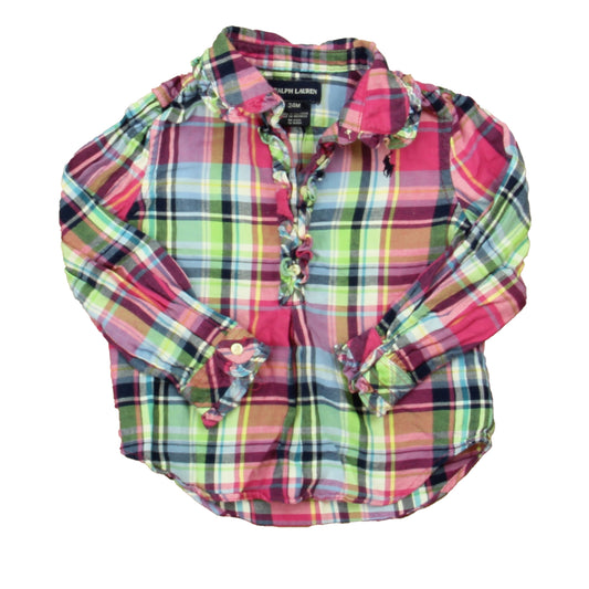 Ralph Lauren Girls Pink | Blue Plaid Blouse Size: 24 Months Pink | Blue Plaid
