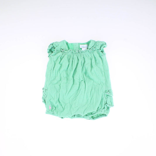 Ralph Lauren Girls Green | Pink | Striped Romper Size: 3 Months Green | Pink | Striped
