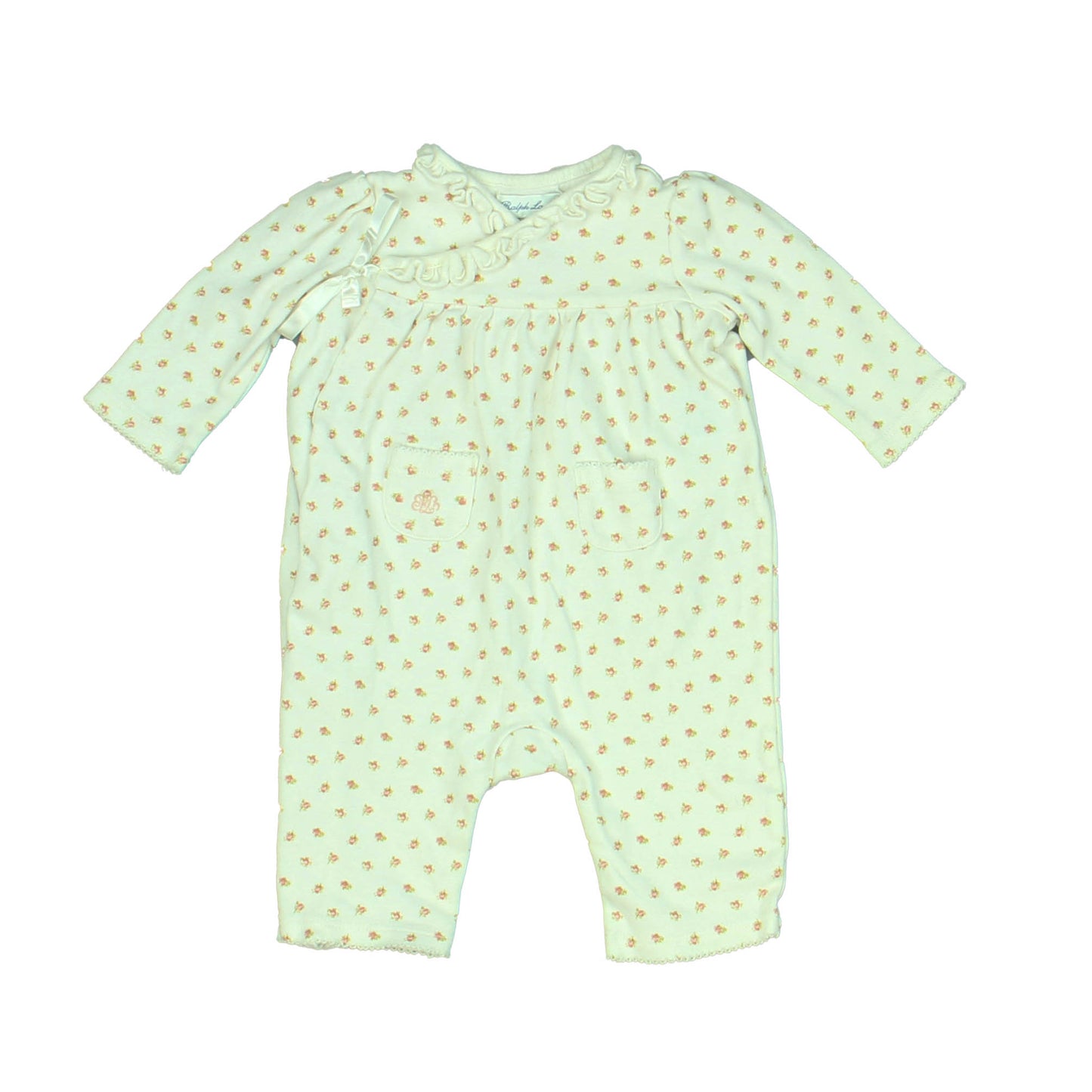 Ralph Lauren Girls Ivory | Pink Long Sleeve Outfit Size: 3 Months Ivory | Pink