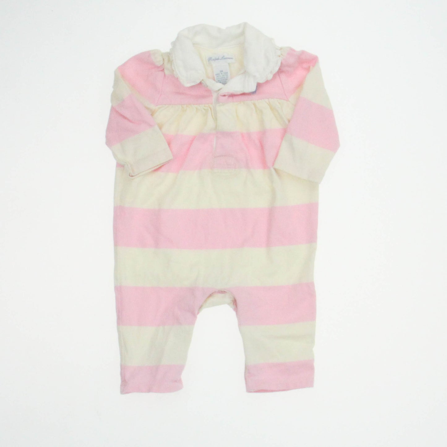 Ralph Lauren Girls Pink | Ivory | Stripes Long Sleeve Outfit Size: 3 Months Pink | Ivory | Stripes