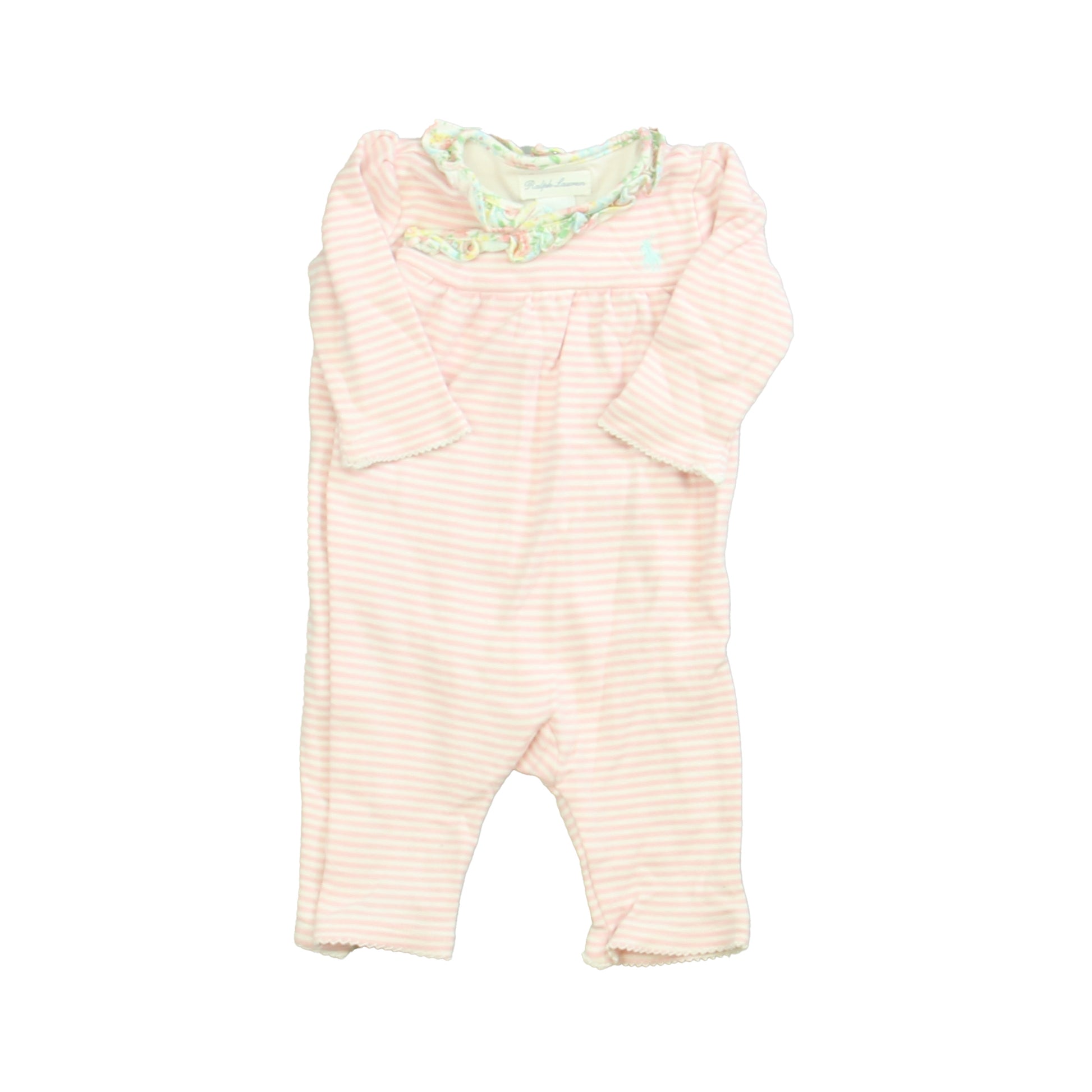 Ralph Lauren Girls Pink | White | Stripes Long Sleeve Outfit Size: 3 Months Pink | White | Stripes