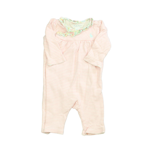 Ralph Lauren Girls Pink | White | Stripes Long Sleeve Outfit Size: 3 Months Pink | White | Stripes