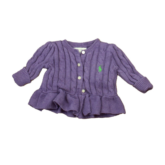 Ralph Lauren Girls Purple Cardigan Size: 3 Months Purple