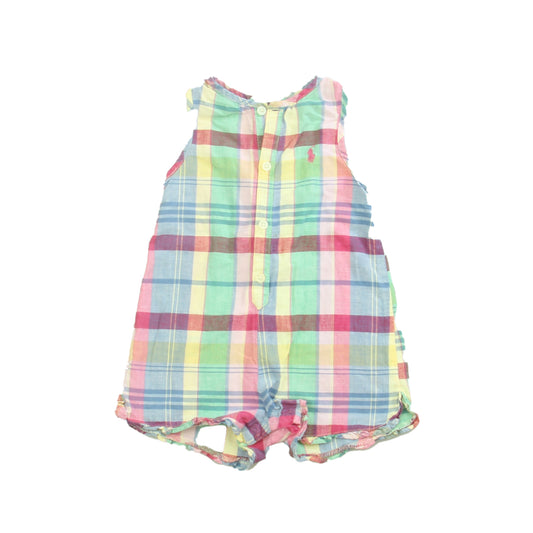 Ralph Lauren Girls Pink | Blue | Plaid Romper Size: 6-12 Months Pink | Blue | Plaid