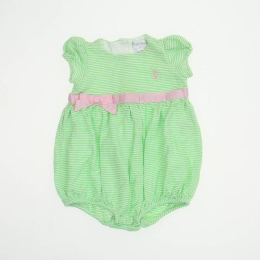 Ralph Lauren Girls Green | White | Pink Romper Size: 6 Months Green | White | Pink