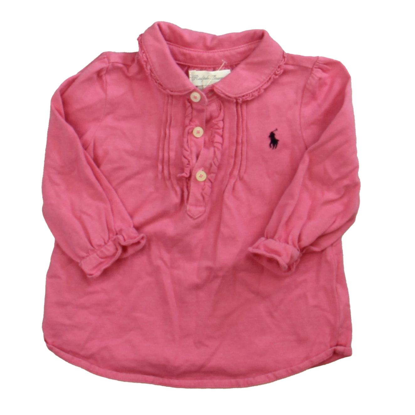 Ralph Lauren Girls Pink Long Sleeve Shirt Size: 6 Months Pink