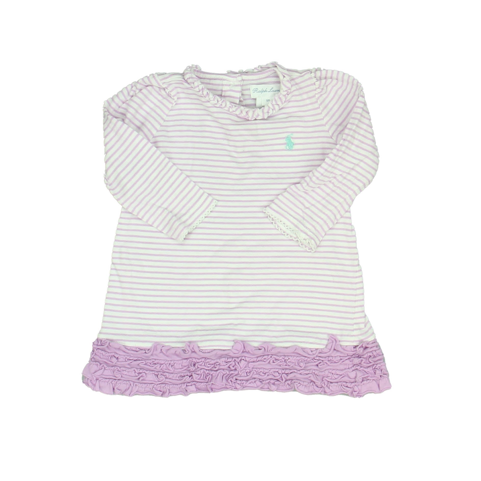Ralph Lauren Girls Purple | White Dress Size: 6 Months Purple | White