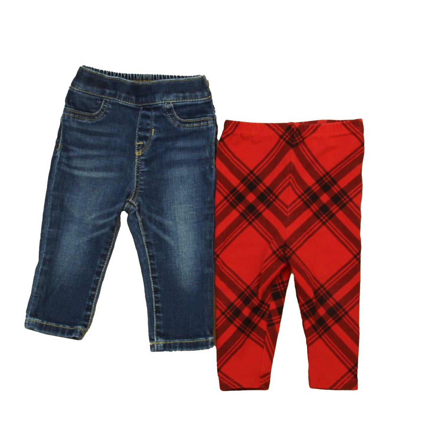 Ralph Lauren Girls Blue | Red Plaid Jeans Size: 9 Months Blue | Red Plaid