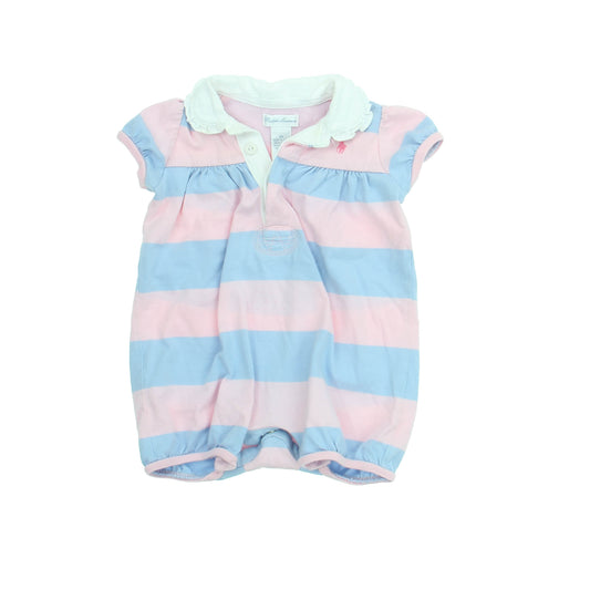 Ralph Lauren Girls Pink | Blue Romper Size: 9 Months Pink | Blue