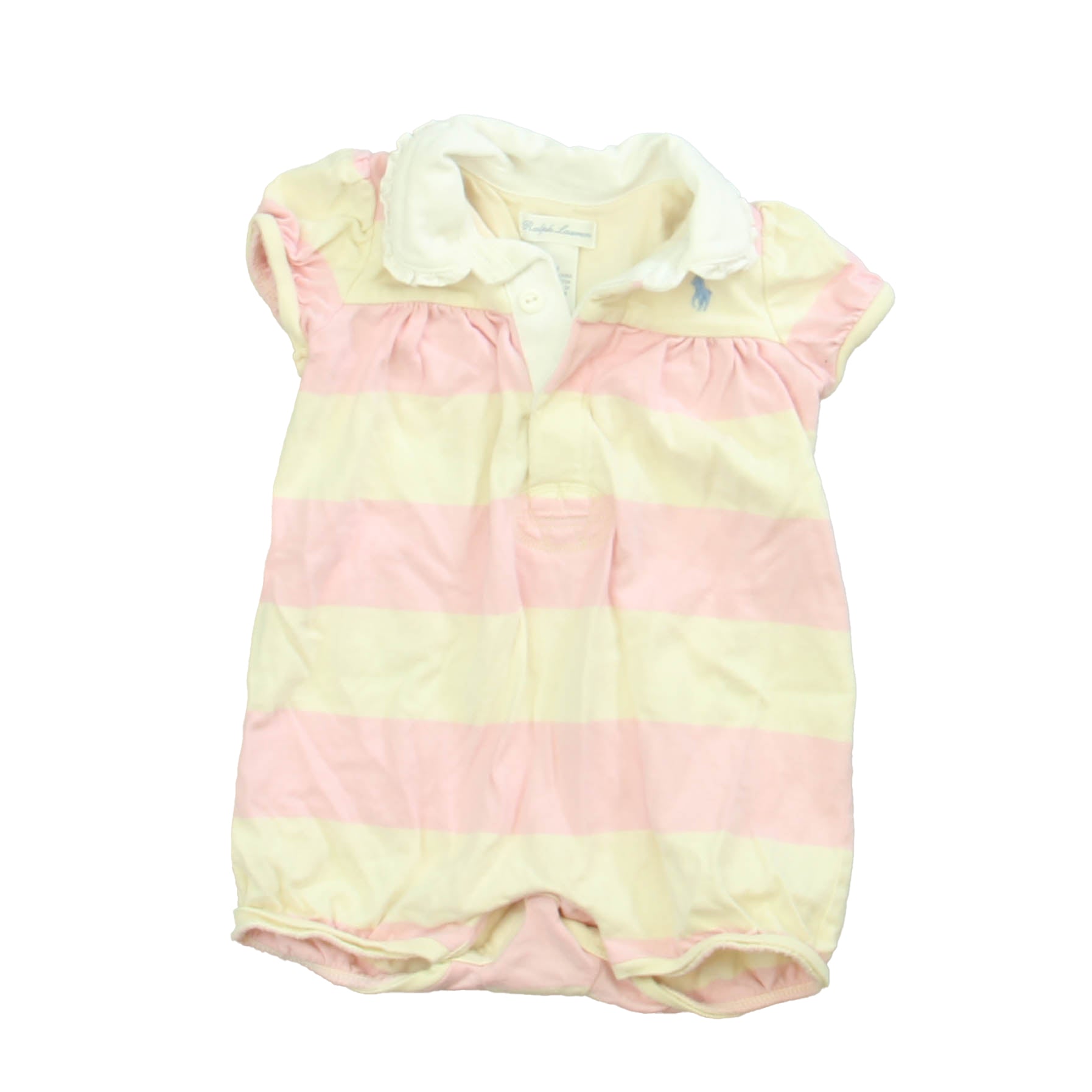 Ralph Lauren Girls Pink | Ivory Romper Size: 9 Months Pink | Ivory