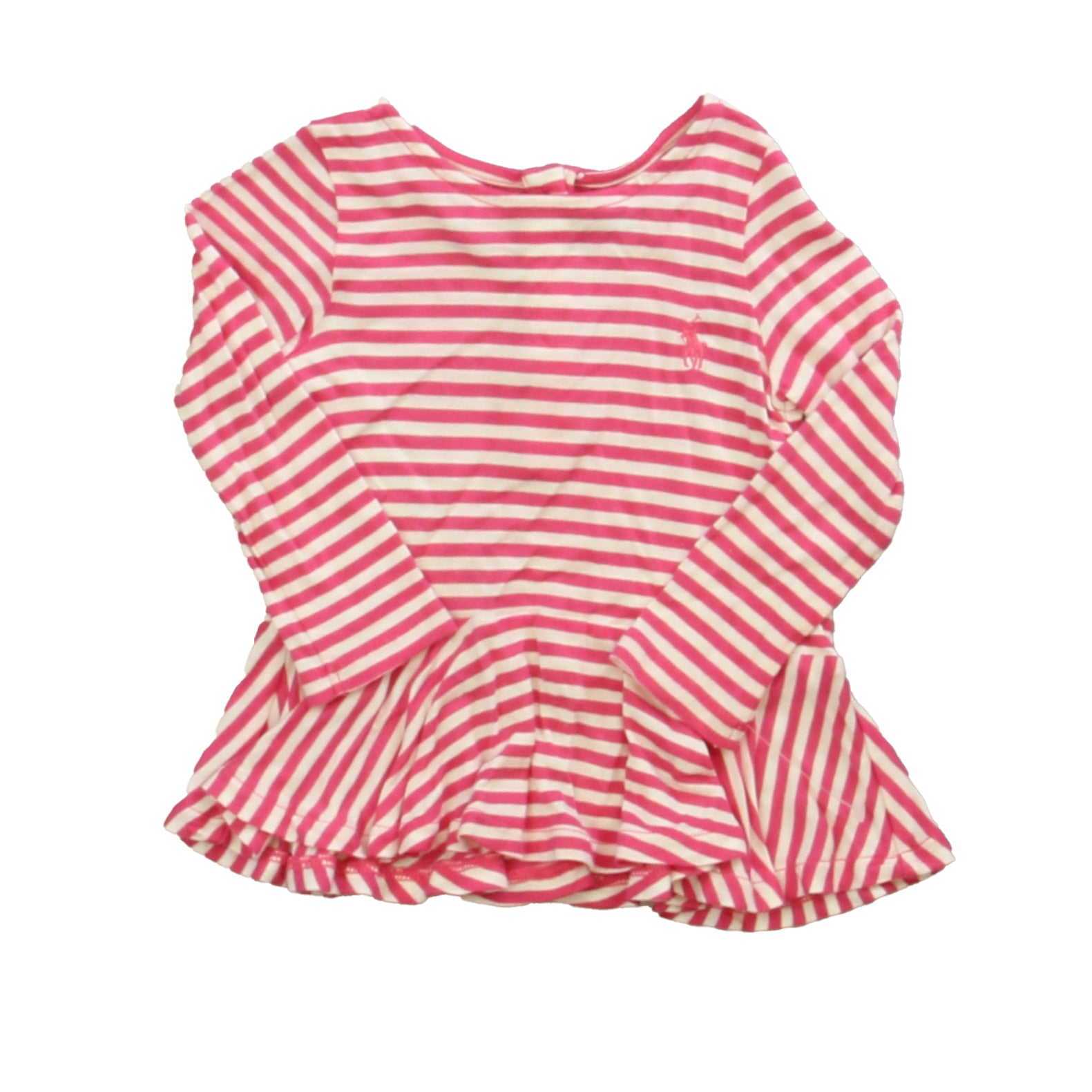 Ralph Lauren Girls Pink Stripe Long Sleeve Shirt Size: 9 Months Pink Stripe
