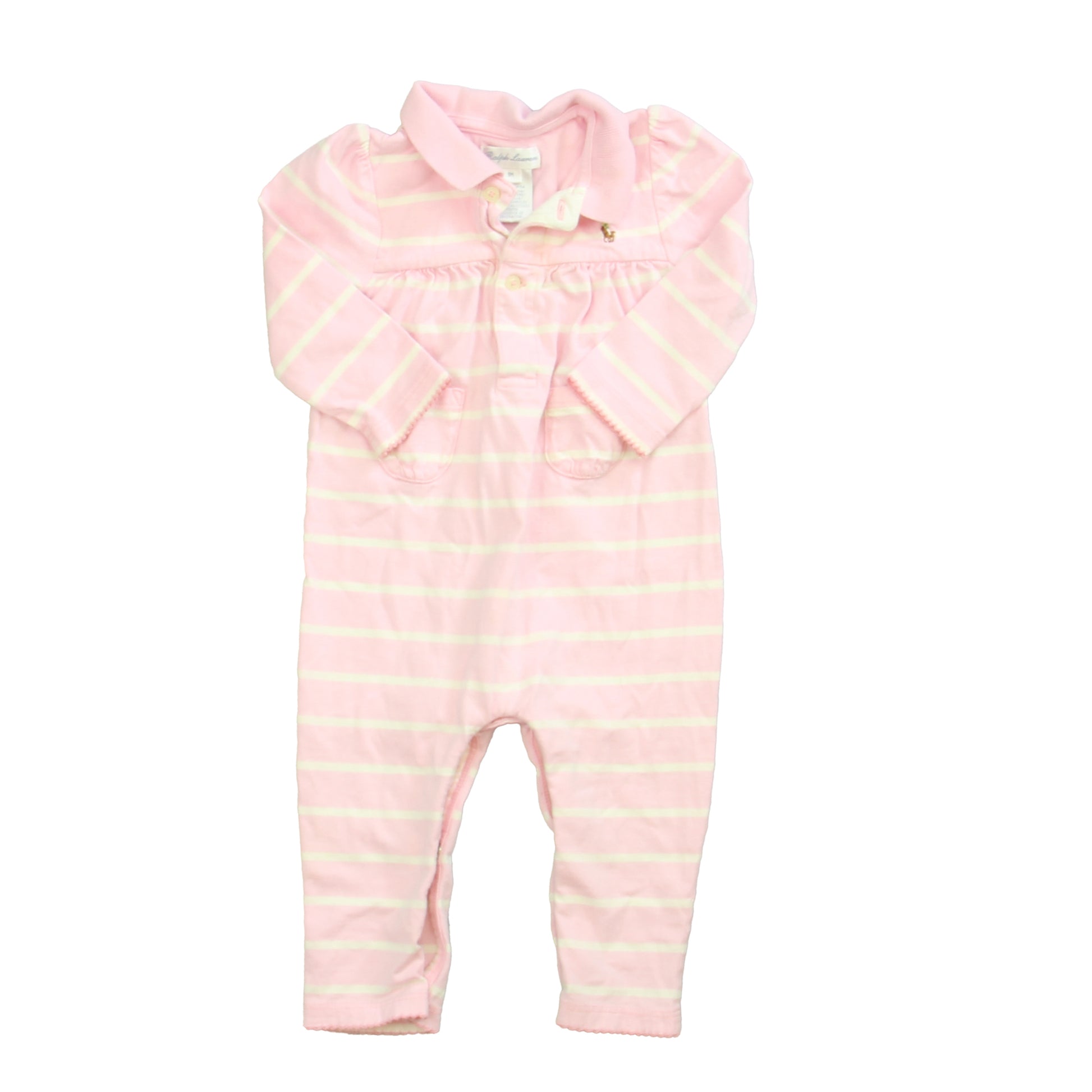 Ralph Lauren Girls Pink | White Long Sleeve Outfit Size: 9 Months Pink | White
