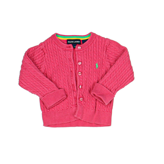 Ralph Lauren Girls Pink Cardigan Size: 9 Months Pink