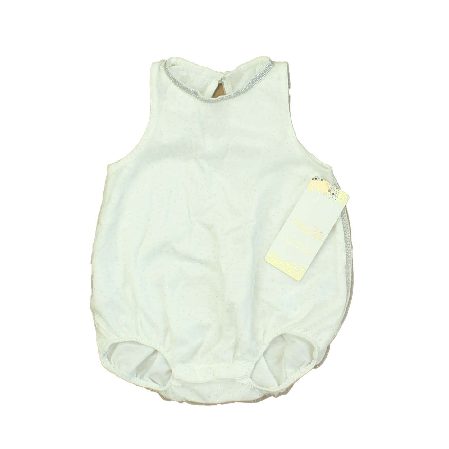 Rene Rofe Girls White | Silver Romper Size: 3-6 Months White | Silver