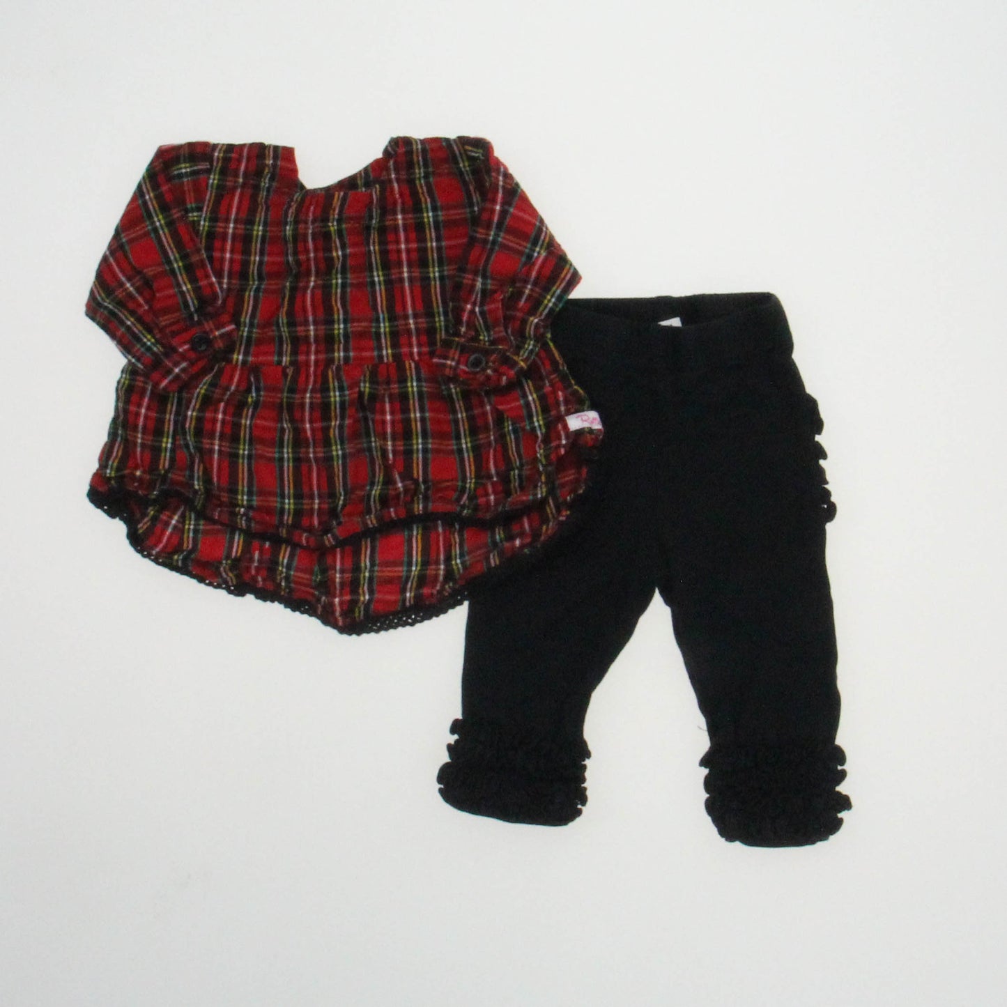 Ruffle Butts Girls Black | Red | Plaid Apparel Sets Size: 0-6 Months Black | Red | Plaid