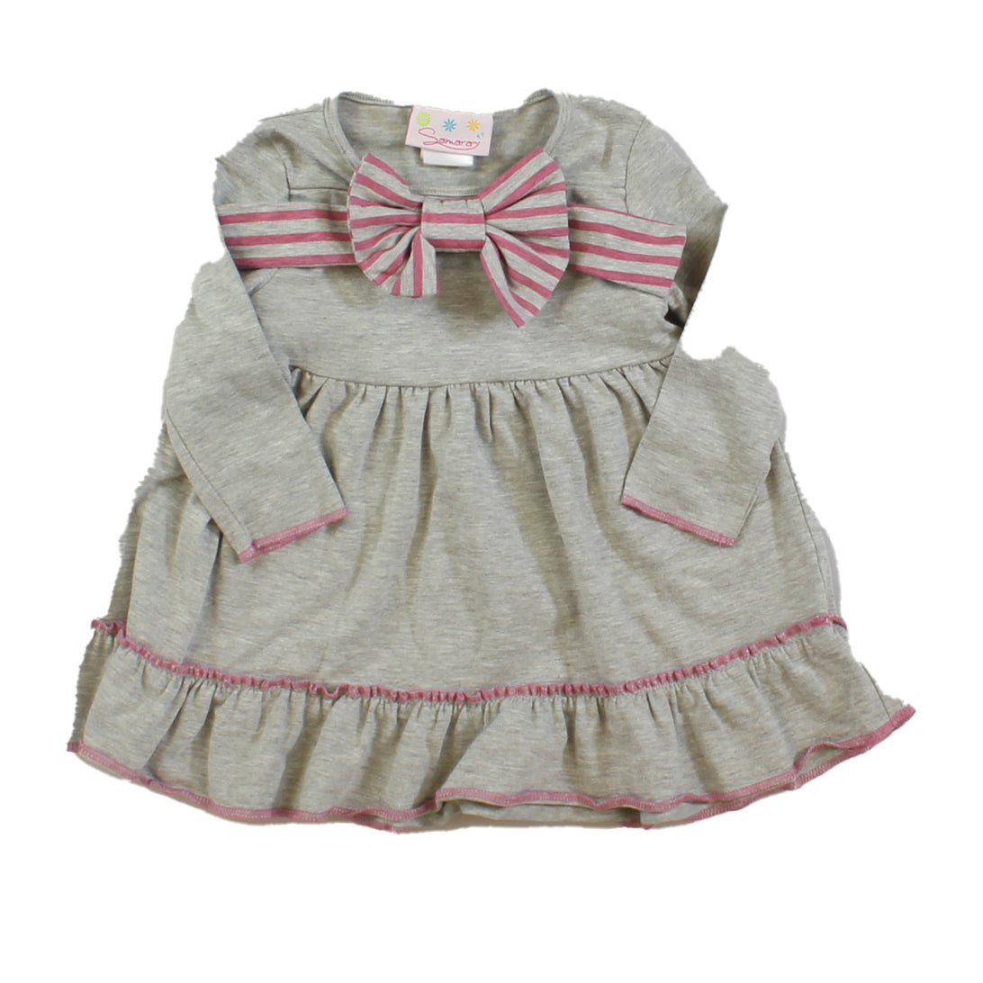Samara Girls Grey | Pink Dress Size: 12 Months Grey | Pink