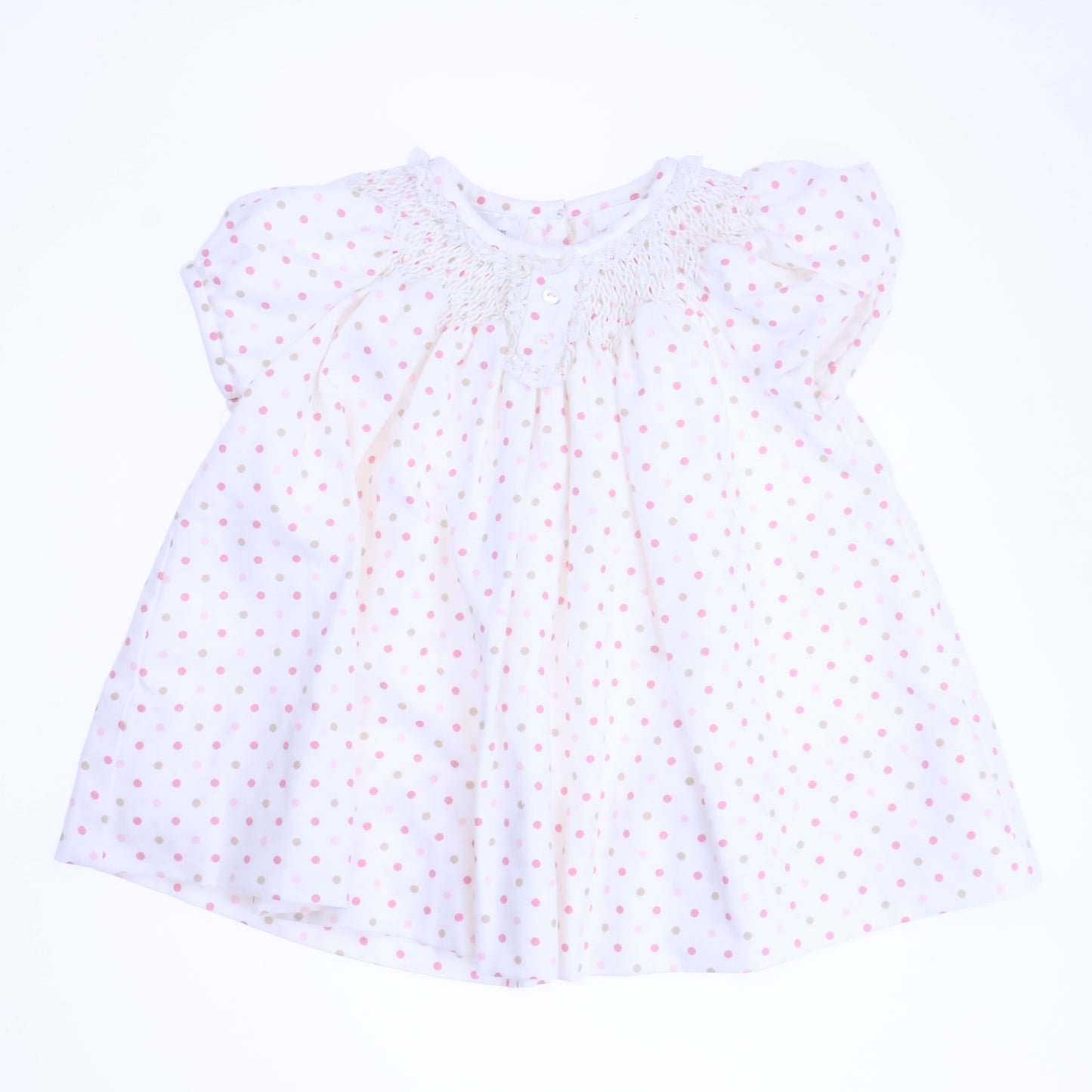 Sarah Louise Girls White Polka Dots Dress Size: 3 Months White Polka Dots