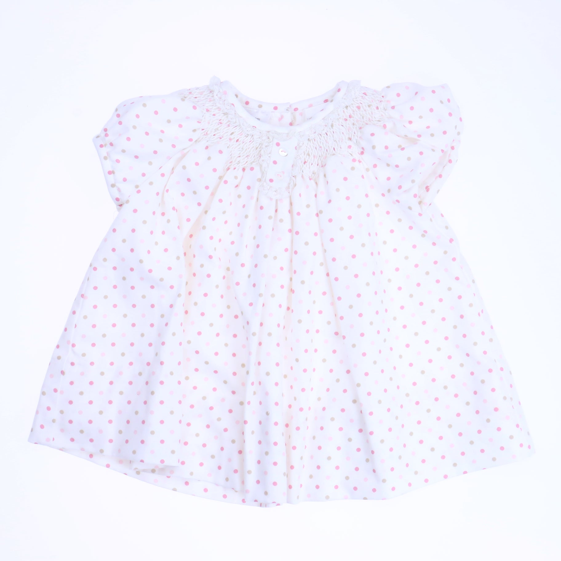 Sarah Louise Girls White Polka Dots Dress Size: 3 Months White Polka Dots