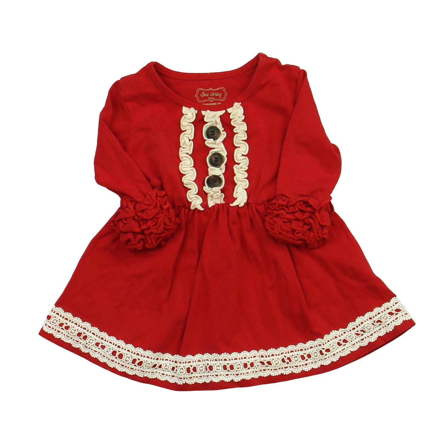 Sew Sassy. Girls Red Dress Size: 3-6 Months Red