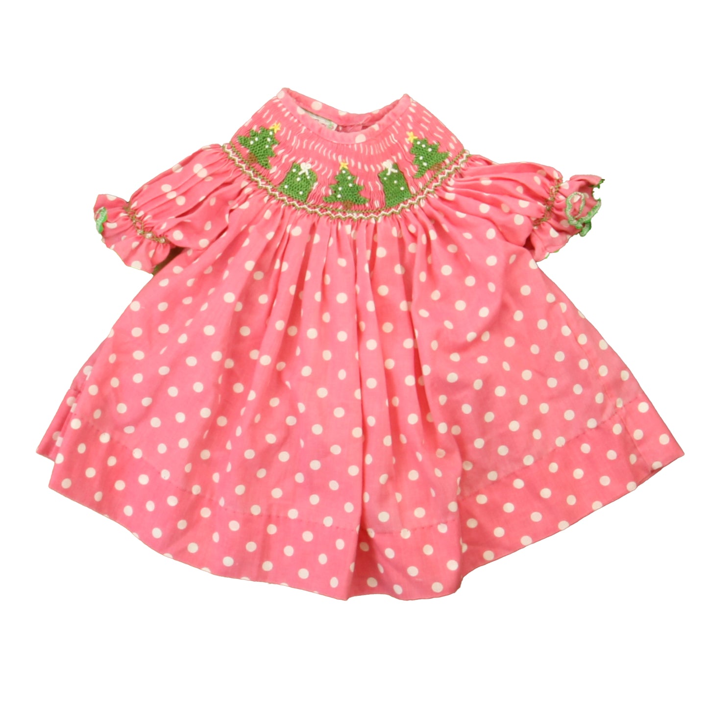 Smocked Runway Girls Pink | White Christmas Trees Blouse Size: 18 Months Pink | White Christmas Trees