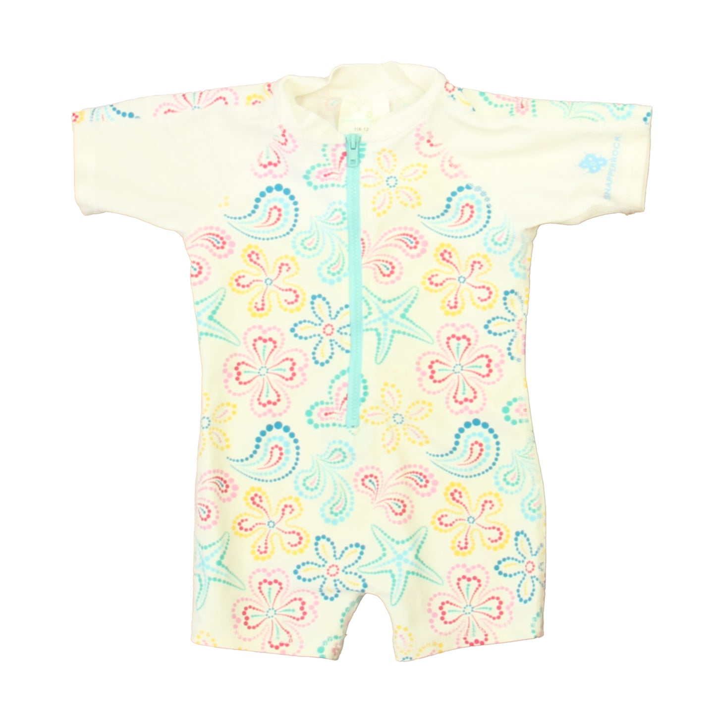 Snapper Rock Girls Ivory | Pink | Blue 1-piece Swimsuit Size: 6-12 Months Ivory | Pink | Blue