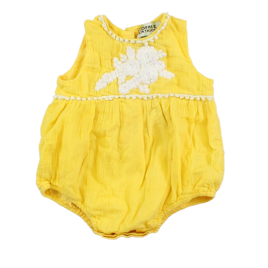 Sophie Catalou Girls Yellow | White Romper Size: 9-12 Months Yellow | White