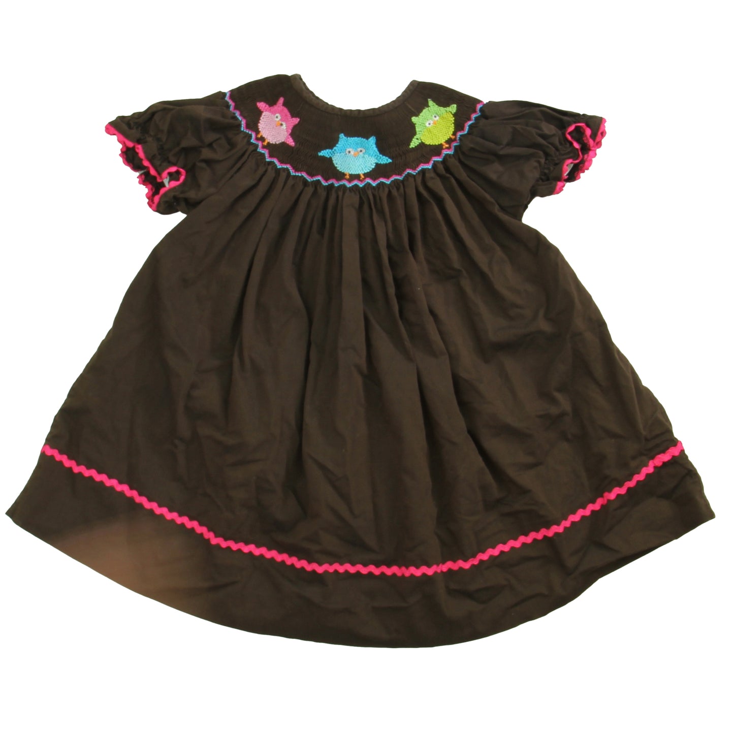 Sprinkled Sweet Girls Brown | Birds | Smocked Dress Size: 18 Months Brown | Birds | Smocked