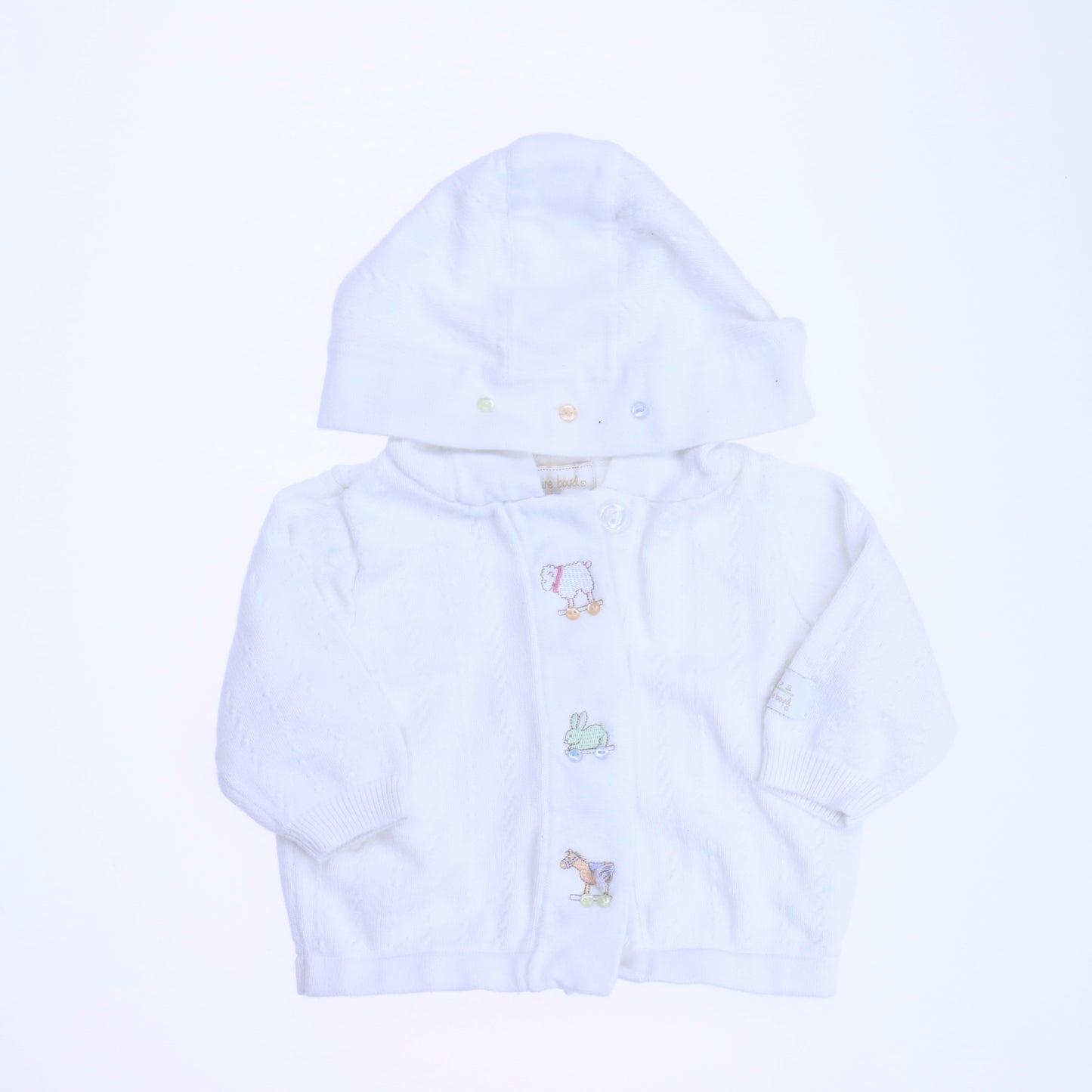 Stacy Claire Boyd Boys White Cardigan Size: 0-6 Months White