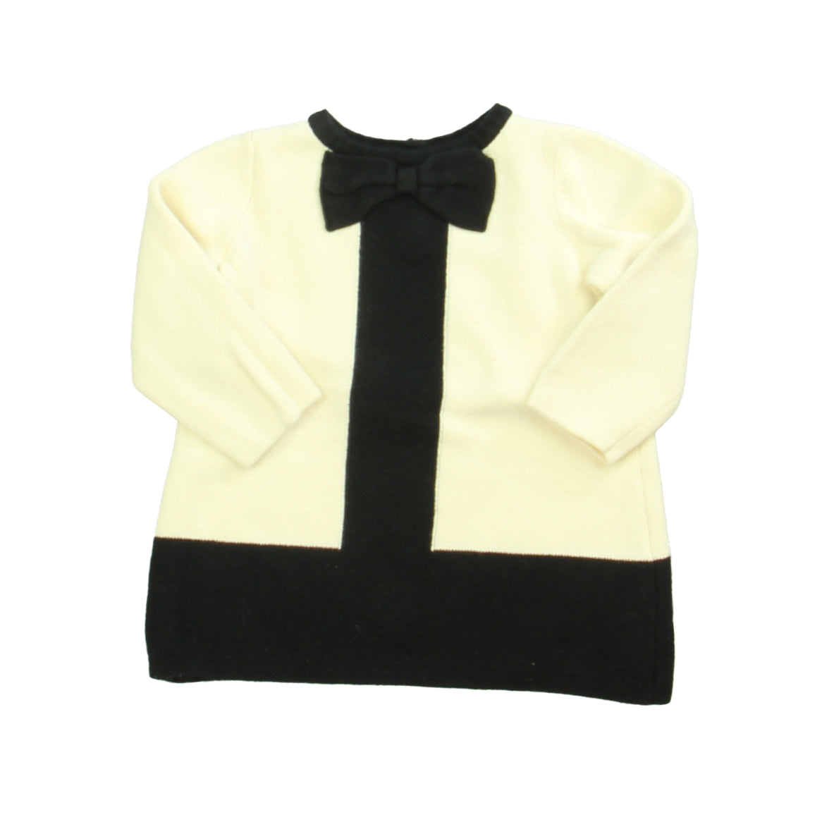 Tahari Girls Ivory | Black Sweater Dress Size: 6 Months Ivory | Black