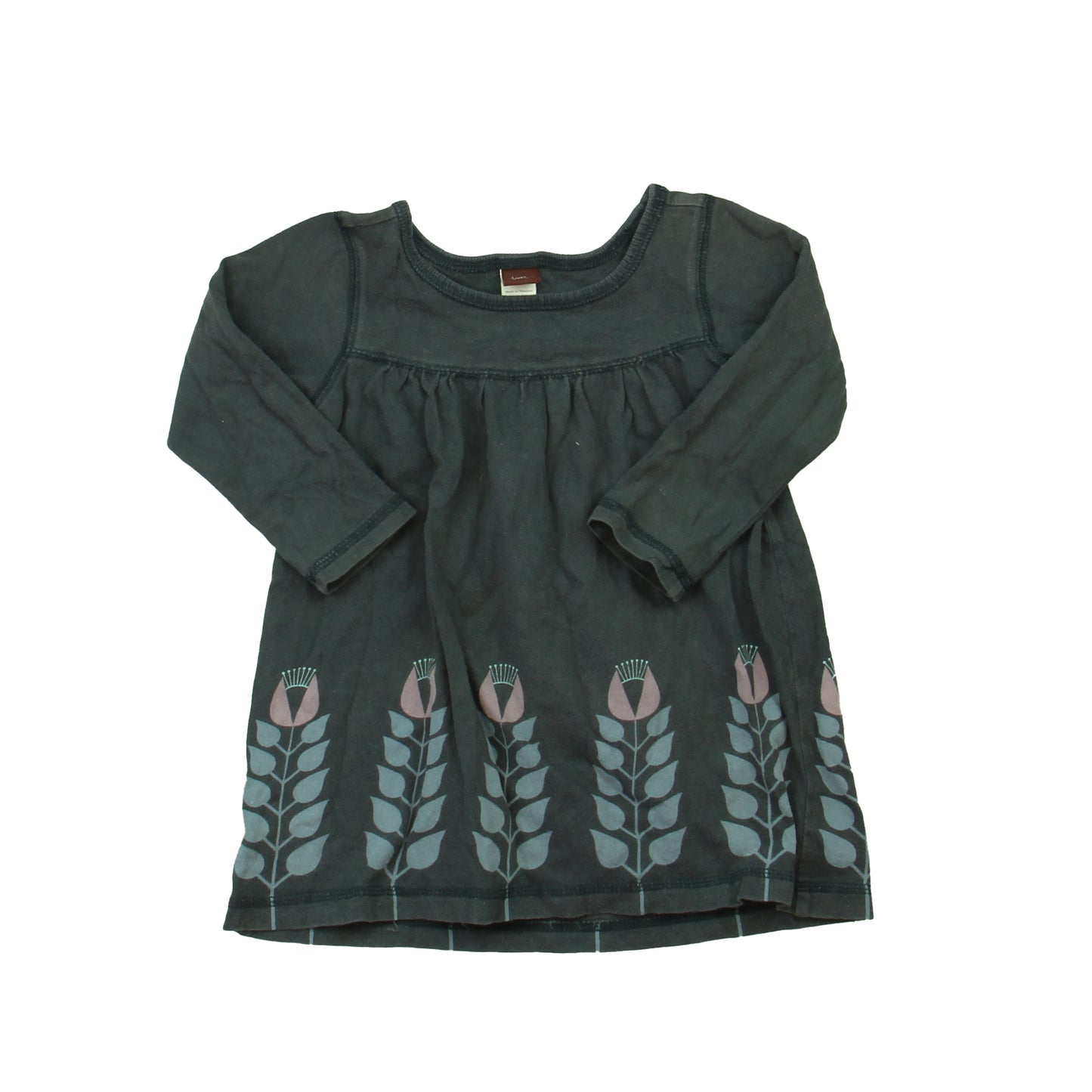 Tea Girls Gray Dress Size: 12-18 Months Gray