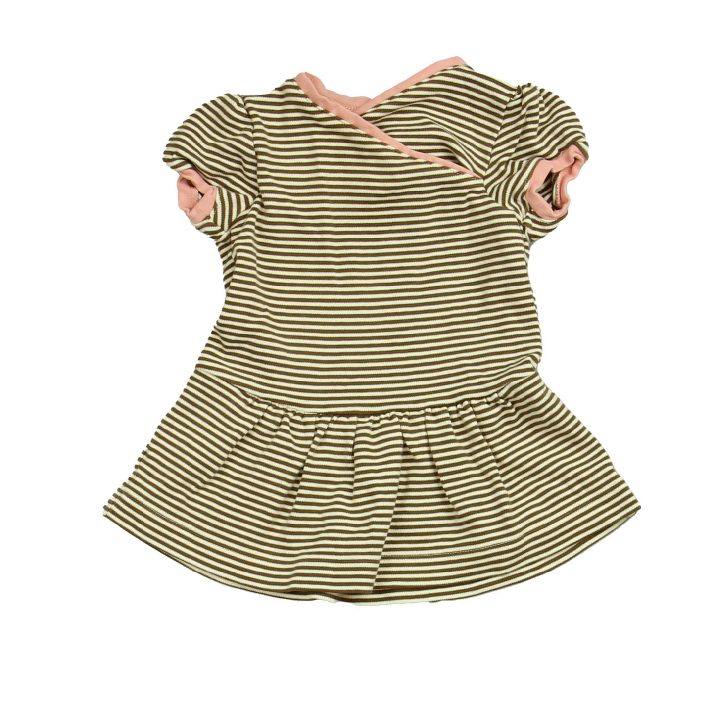Tea Girls Brown | White | Stripes Dress Size: 12-18 Months Brown | White | Stripes