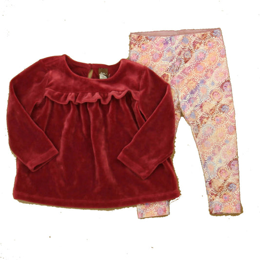 Tea Girls Maroon | Pink Apparel Sets Size: 12-18 Months Maroon | Pink