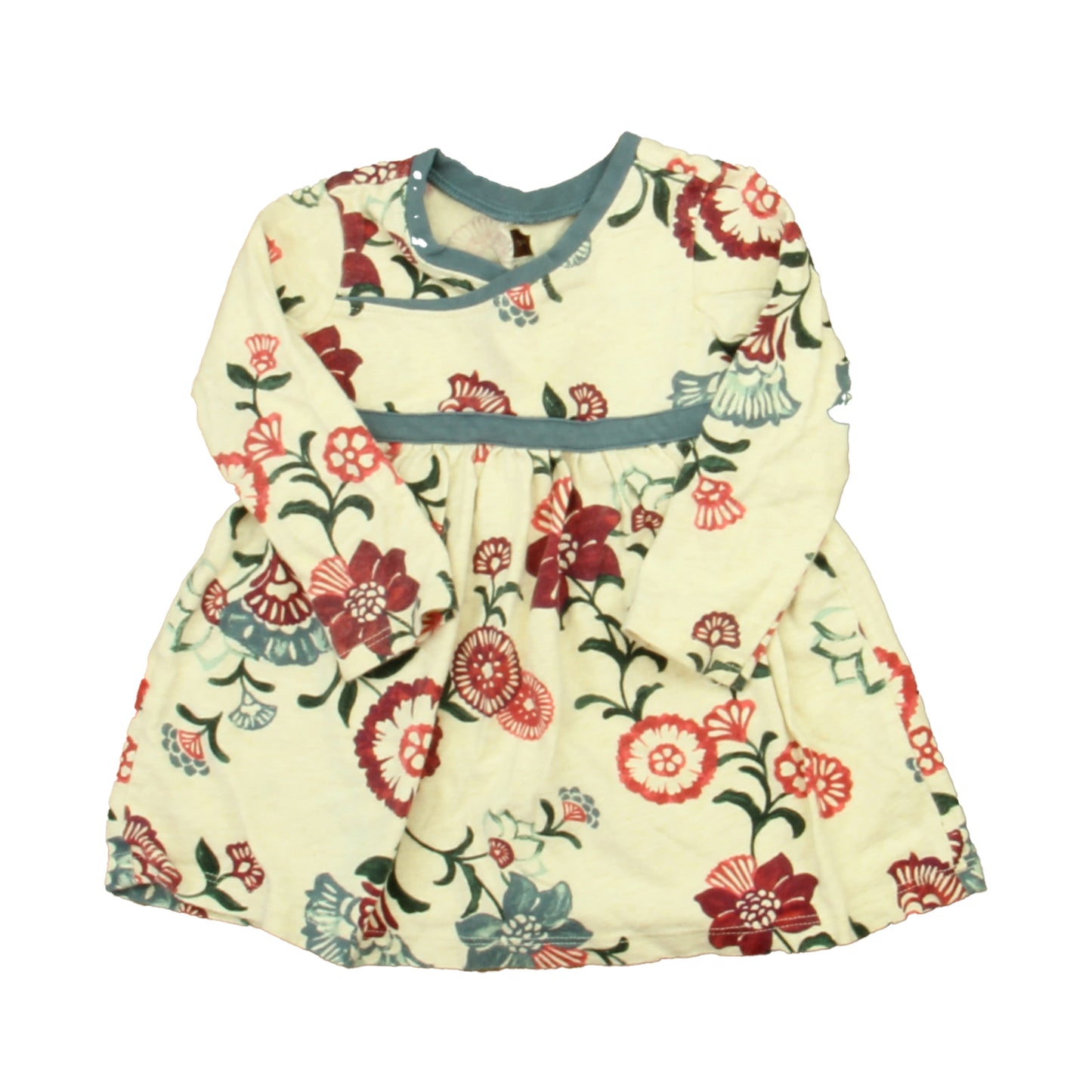 Tea Girls Oatmeal | Blue | Maroon Floral Dress Size: 12-18 Months Oatmeal | Blue | Maroon Floral