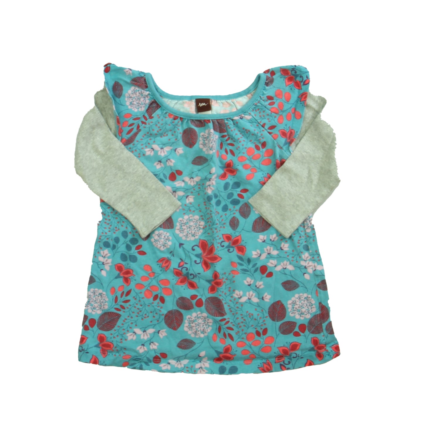 Tea Girls Turquoise | Gray Dress Size: 12-18 Months Turquoise | Gray