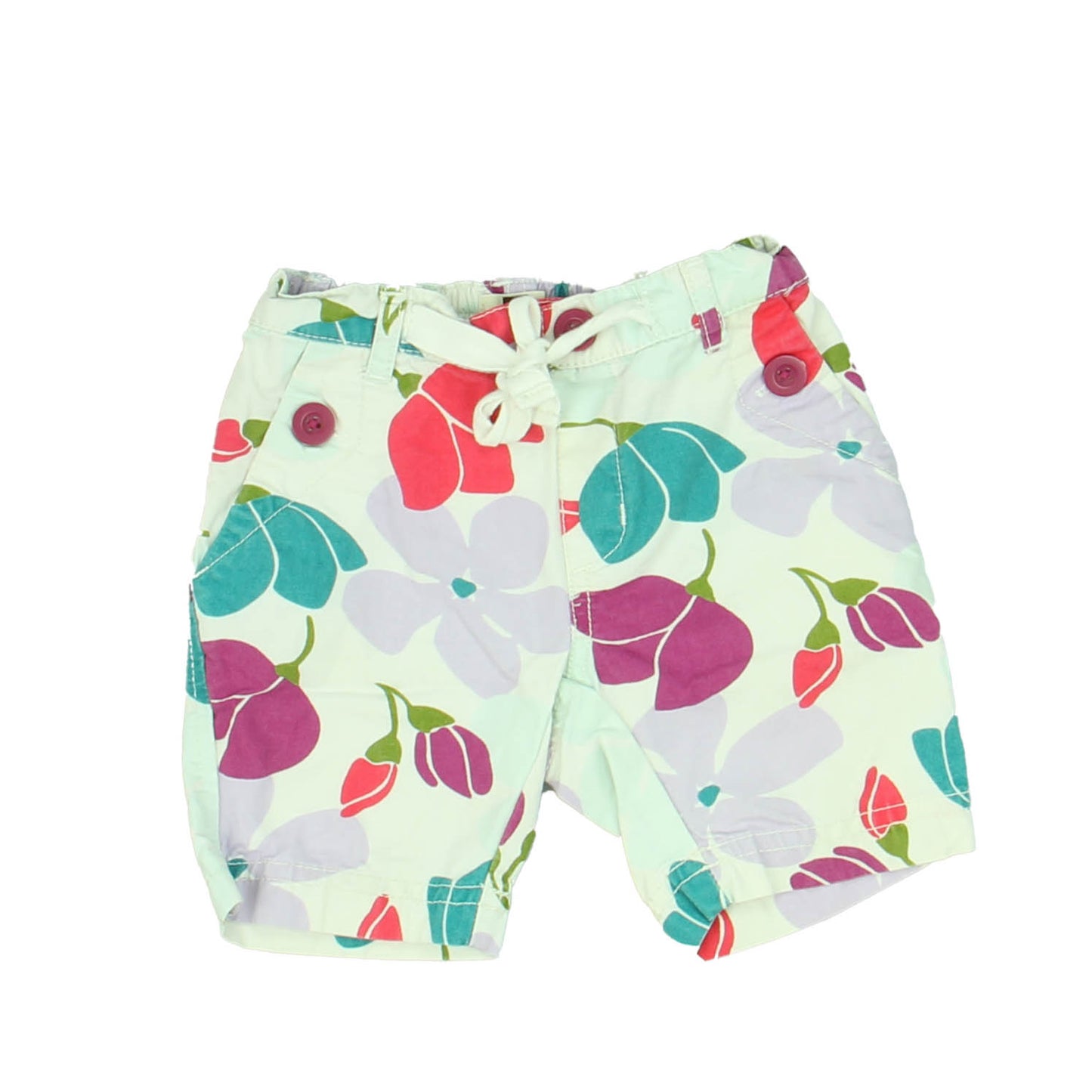 Tea Girls White | Floral Athletic Shorts Size: 12-18 Months White | Floral