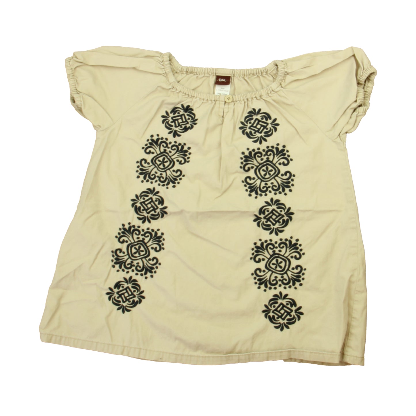 Tea Girls Beige | Navy Dress Size: 18-24 Months Beige | Navy