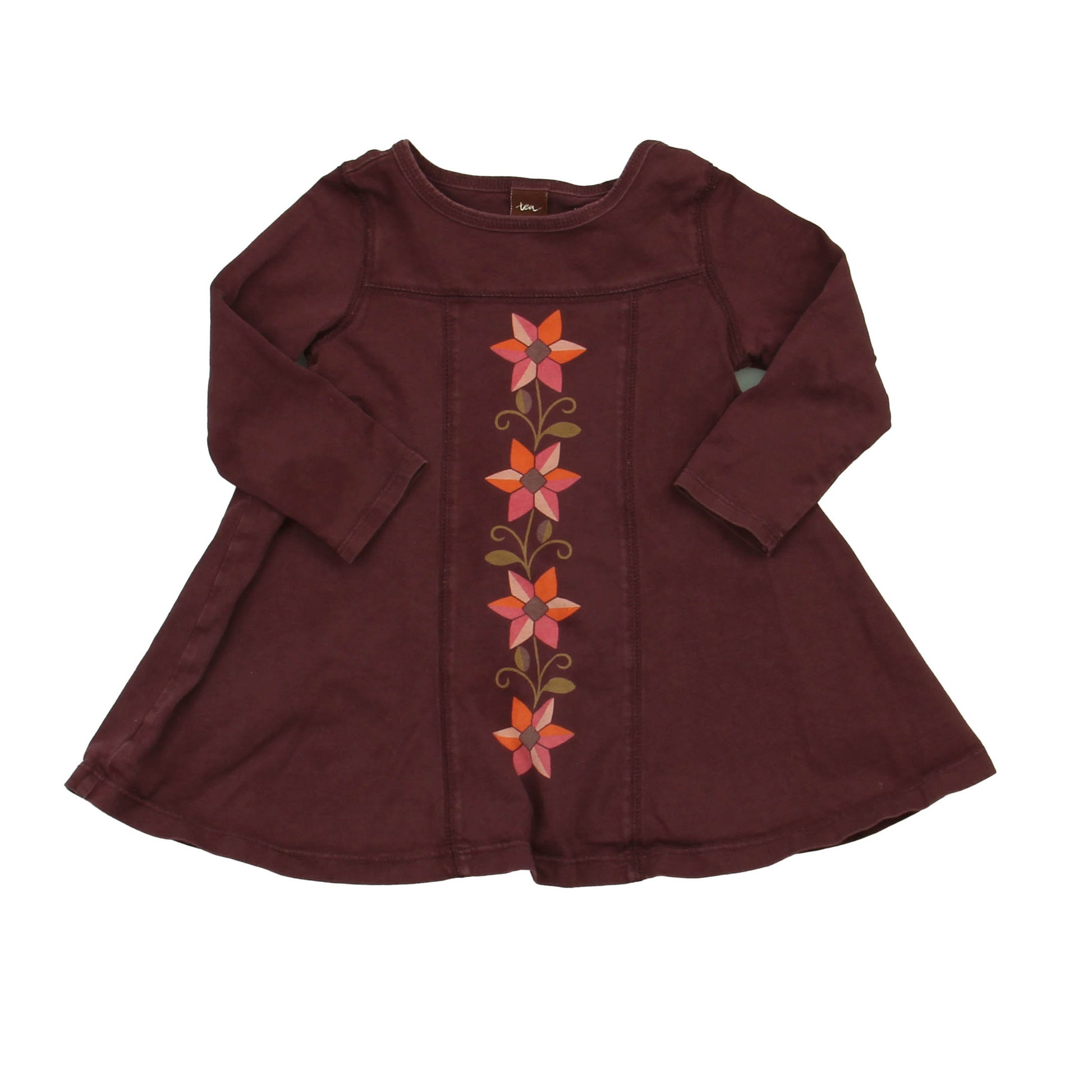 Tea Girls Maroon Dress Size: 18-24 Months Maroon