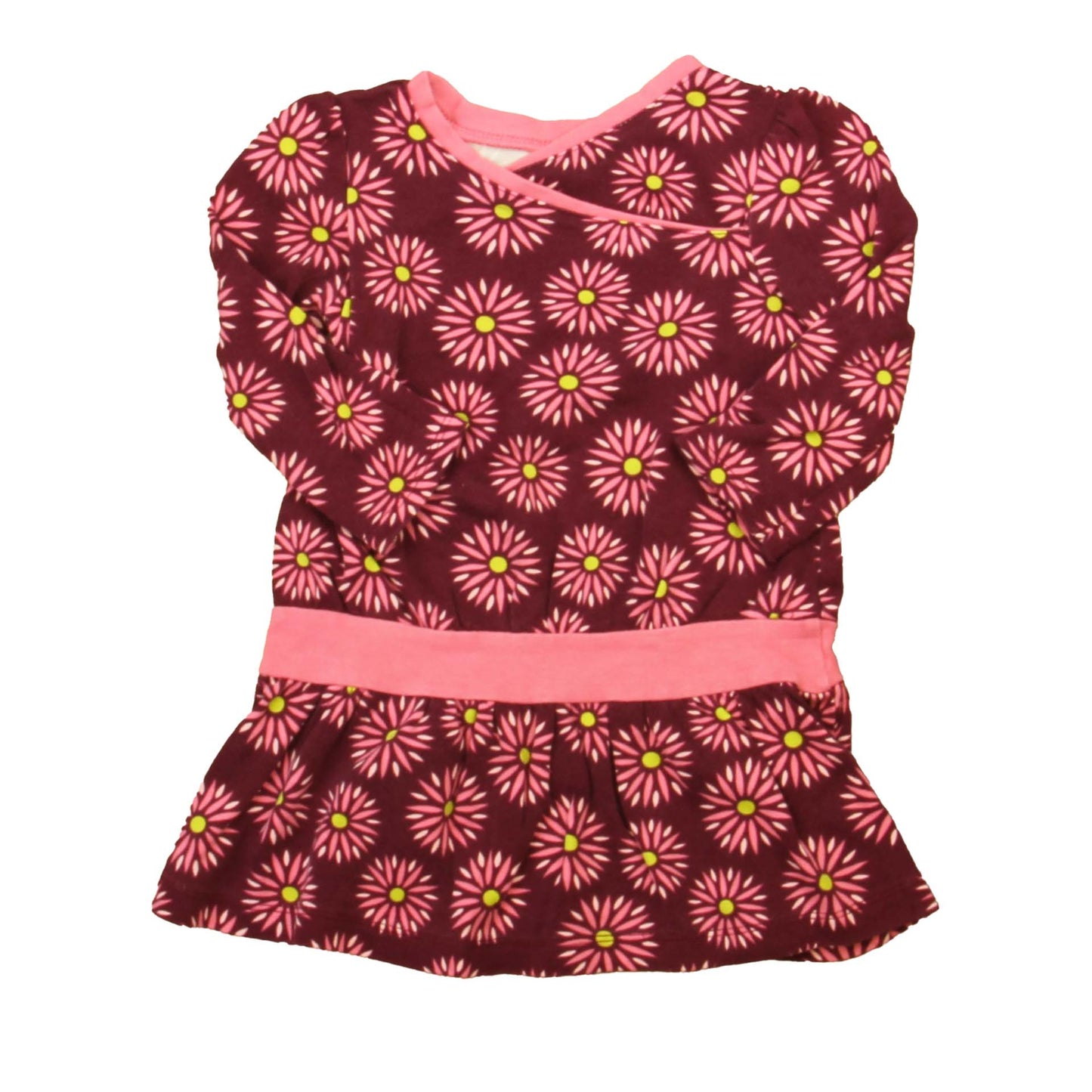 Tea Girls Pink | Maroon Floral Dress Size: 18-24 Months Pink | Maroon Floral