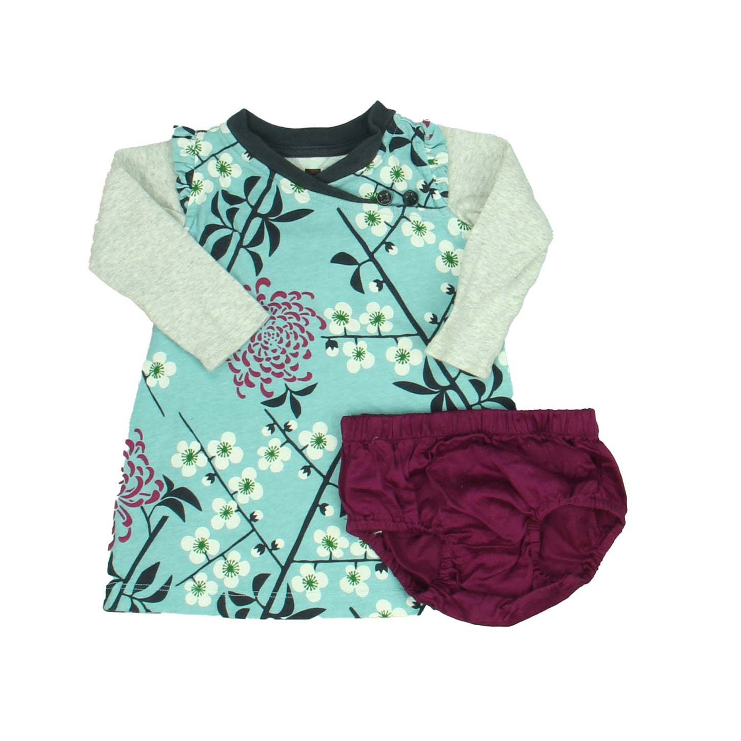 Tea Girls Blue | Gray | Purple Dress Size: 3-6 Months Blue | Gray | Purple