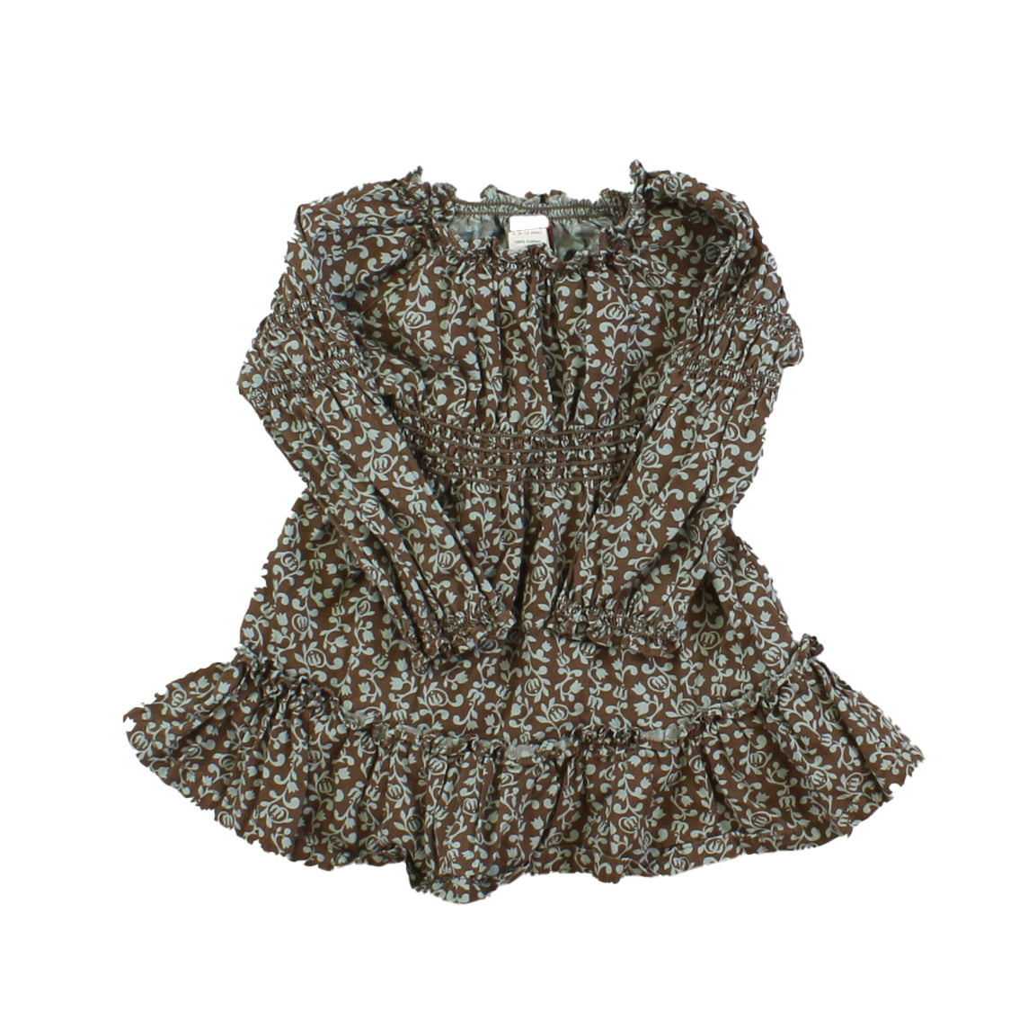 Tea Girls Brown | Blue Dress Size: 6-12 Months Brown | Blue