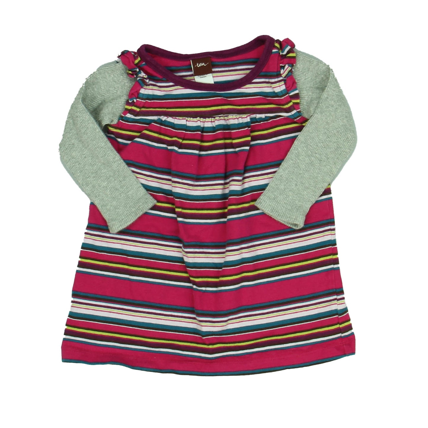 Tea Girls Pink Stripe Dress Size: 6-12 Months Pink Stripe