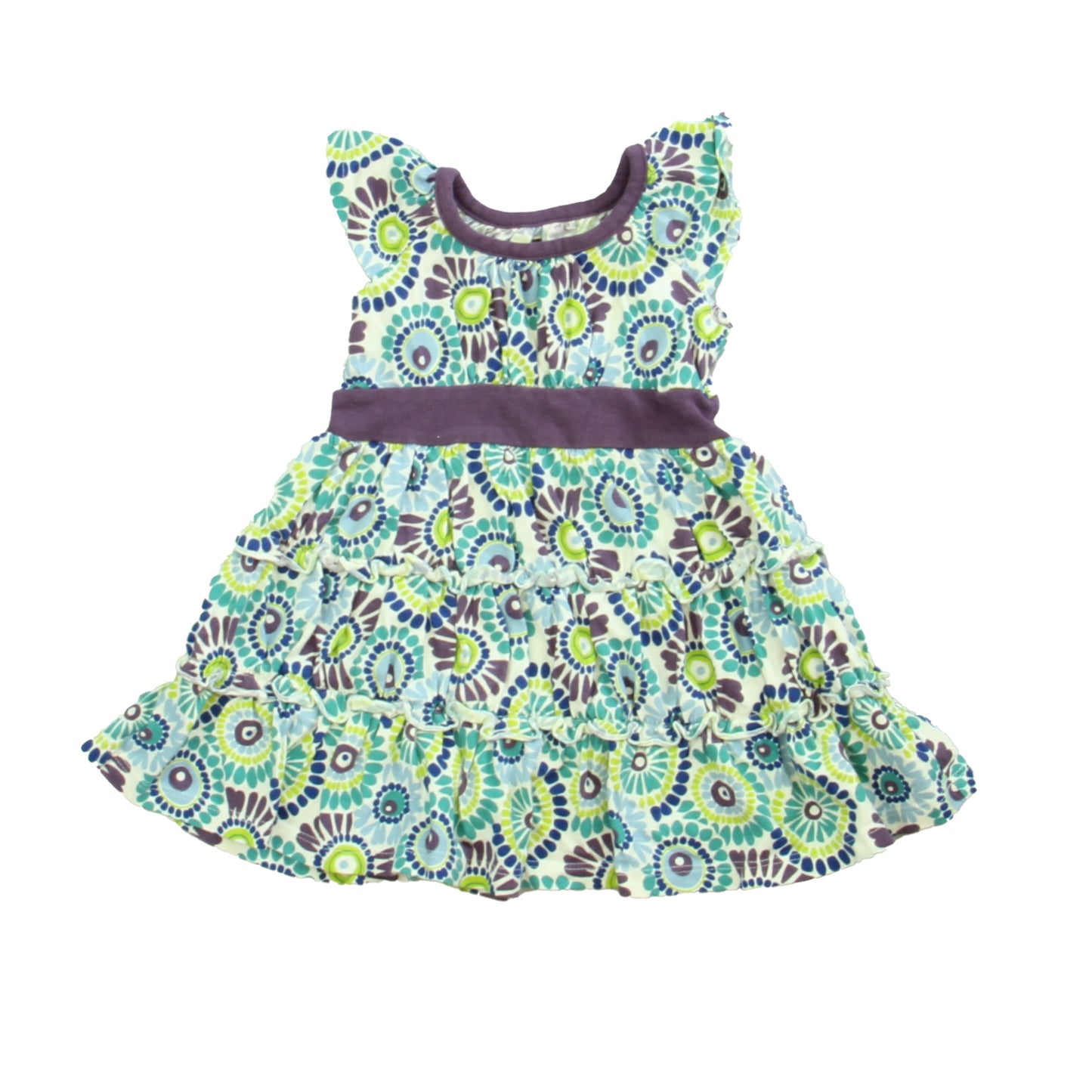 Tea Girls White | Purple | Green Dress Size: 6-12 Months White | Purple | Green