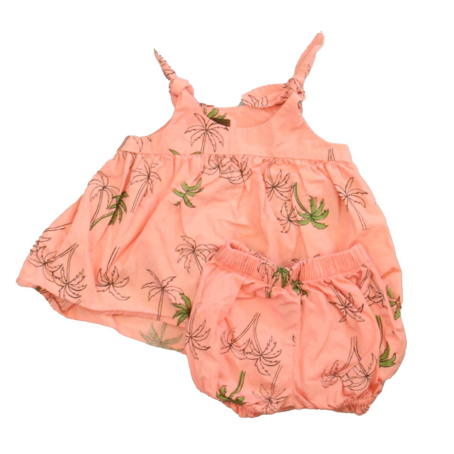 Tea Girls Pink | Green Palm Trees Apparel Sets Size: 6-9 Months Pink | Green Palm Trees