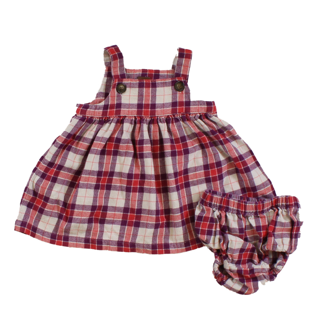 Tea Girls Purple | Plaid Dress Size: 9-12 Months Purple | Plaid